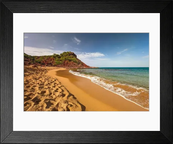 Framed Print : Aerial drone view of Cala del Pilar beach scenery on north cost of Menorca, near Ferreries Framed Print : Aerial drone view of Cala del Pilar beach scenery on north cost of Menorca, near Ferreries