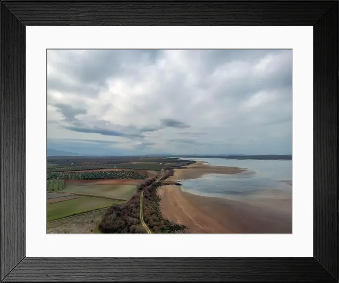 Framed Print : landscape of the stone fountain lagoon on a rainy, grey day, Andalusia Framed Print : landscape of the stone fountain lagoon on a rainy, grey day, Andalusia