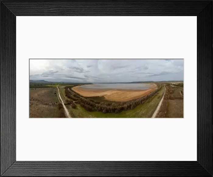 Framed Print : landscape of the stone fountain lagoon on a rainy, grey day, Andalusia Framed Print : landscape of the stone fountain lagoon on a rainy, grey day, Andalusia
