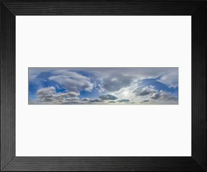 Framed Print : blue sky hdri 360 panorama view with evening rain clouds before sunset in equirectangular projection with zenith for Framed Print : blue sky hdri 360 panorama view with evening rain clouds before sunset in equirectangular projection with zenith for