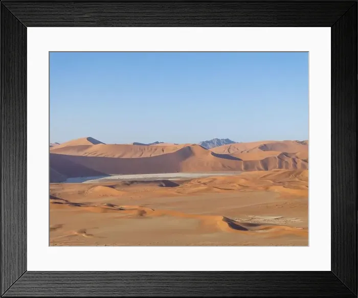 Framed Print : Drone panorama over the Sossusvlei and the surrounding dunes of the Namib Desert in Namibia during the day in summer Framed Print : Drone panorama over the Sossusvlei and the surrounding dunes of the Namib Desert in Namibia during the day in summer