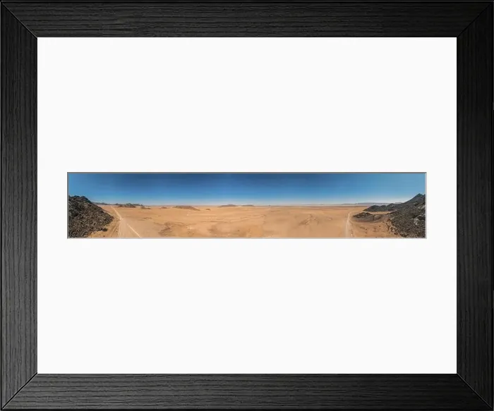 Framed Print : Panoramic drone picture of lonely gravel road through the desert on the edge of the Namib-Naukluft National Park in Framed Print : Panoramic drone picture of lonely gravel road through the desert on the edge of the Namib-Naukluft National Park in