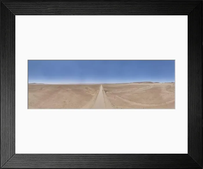 Framed Print : Panoramic drone picture of lonely gravel road through the desert on the edge of the Namib-Naukluft National Park in Framed Print : Panoramic drone picture of lonely gravel road through the desert on the edge of the Namib-Naukluft National Park in