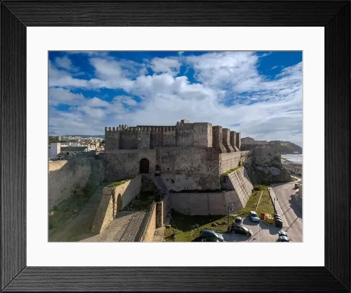 Framed Print : aerial view of the beautiful castle of Guzmán el Bueno in the municipality of Tarifa, Andalusia Framed Print : aerial view of the beautiful castle of Guzmán el Bueno in the municipality of Tarifa, Andalusia