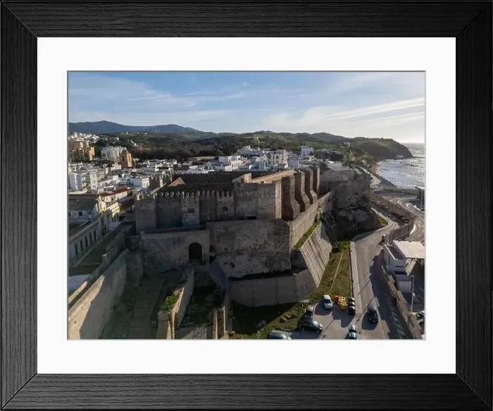 Framed Print : aerial view of the beautiful castle of Guzmán el Bueno in the municipality of Tarifa, Andalusia Framed Print : aerial view of the beautiful castle of Guzmán el Bueno in the municipality of Tarifa, Andalusia