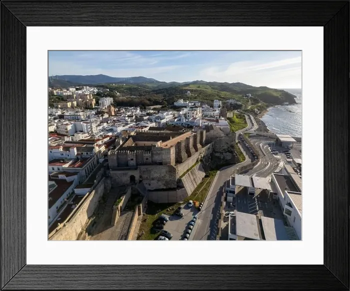 Framed Print : aerial view of the beautiful castle of Guzmán el Bueno in the municipality of Tarifa, Andalusia Framed Print : aerial view of the beautiful castle of Guzmán el Bueno in the municipality of Tarifa, Andalusia