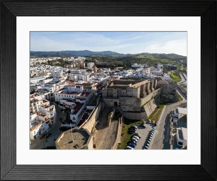 Framed Print : aerial view of the beautiful castle of Guzmán el Bueno in the municipality of Tarifa, Andalusia Framed Print : aerial view of the beautiful castle of Guzmán el Bueno in the municipality of Tarifa, Andalusia