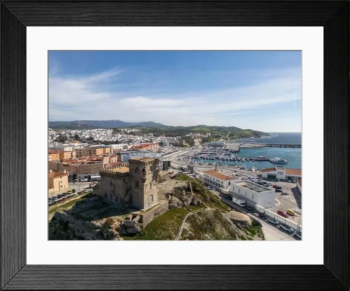 Framed Print : aerial view of the beautiful castle of Santa Catalina in the municipality of Tarifa, Andalusia