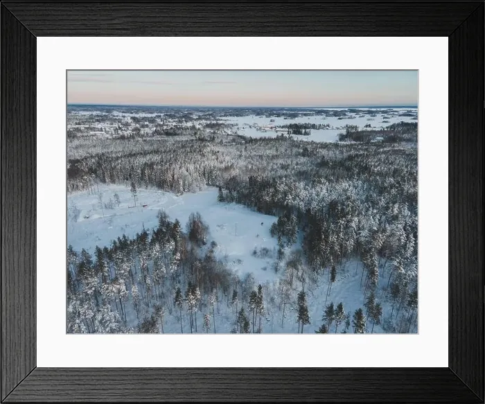 Framed Print : Winter Snow Landscape in Sweden by Drone Framed Print : Winter Snow Landscape in Sweden by Drone