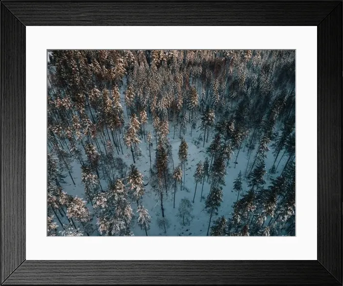 Framed Print : Winter Snow Landscape in Sweden by Drone Framed Print : Winter Snow Landscape in Sweden by Drone
