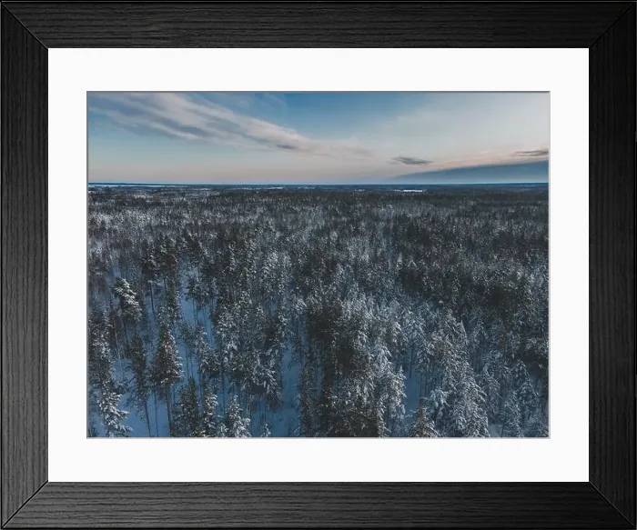 Framed Print : Winter Snow Landscape in Sweden by Drone Framed Print : Winter Snow Landscape in Sweden by Drone