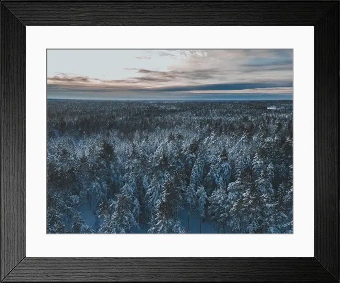 Framed Print : Winter Snow Landscape in Sweden by Drone Framed Print : Winter Snow Landscape in Sweden by Drone