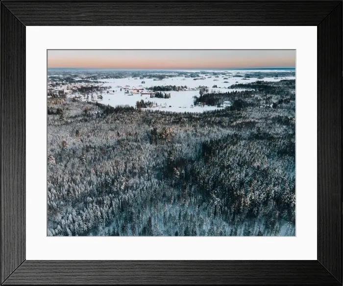 Framed Print : Winter Snow Landscape in Sweden by Drone Framed Print : Winter Snow Landscape in Sweden by Drone