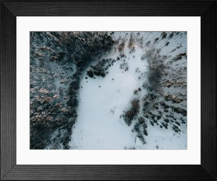 Framed Print : Winter Snow Landscape in Sweden by Drone Framed Print : Winter Snow Landscape in Sweden by Drone