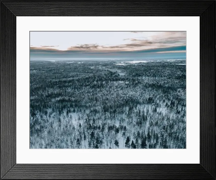 Framed Print : Winter Snow Landscape in Sweden by Drone Framed Print : Winter Snow Landscape in Sweden by Drone