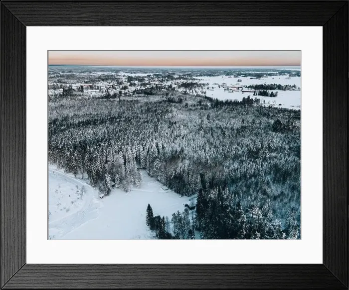 Framed Print : Winter Snow Landscape in Sweden by Drone Framed Print : Winter Snow Landscape in Sweden by Drone