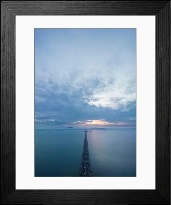 Framed Print : Aerial view of Penang Bridge at dawn, Gelugor, Pulau Pinang, Penang, Malaysia, Asia Framed Print : Aerial view of Penang Bridge at dawn, Gelugor, Pulau Pinang, Penang, Malaysia, Asia