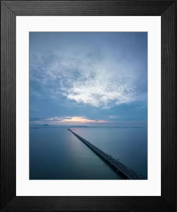 Framed Print : Aerial view of Penang Bridge at dawn, Gelugor, Pulau Pinang, Penang, Malaysia, Asia Framed Print : Aerial view of Penang Bridge at dawn, Gelugor, Pulau Pinang, Penang, Malaysia, Asia