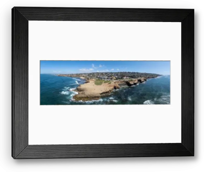 Framed Print : Aerial panorama of Sunset Beach in San Diego with ragged California ocean coastline Framed Print : Aerial panorama of Sunset Beach in San Diego with ragged California ocean coastline