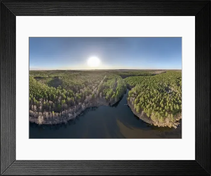 Framed Print : Spring or autumn lake in forest. Aerial view of lake in spring or autumn. Spring sunset landscape Framed Print : Spring or autumn lake in forest. Aerial view of lake in spring or autumn. Spring sunset landscape