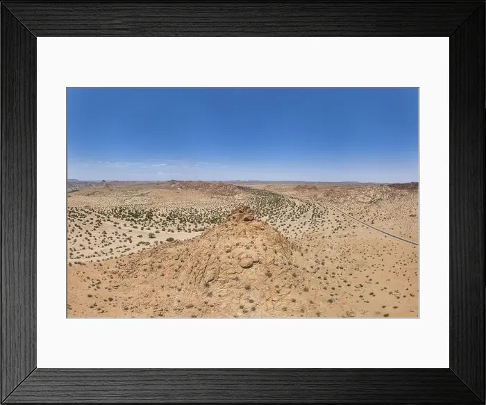 Framed Print : Drone panorama over the Namibian desert landscape near Twyfelfontein during the day in summer Framed Print : Drone panorama over the Namibian desert landscape near Twyfelfontein during the day in summer