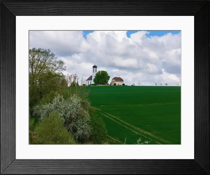 Framed Print : defaultSmall church with cemetery in the middle of blooming fruit trees and fields captured with a drone in spring Framed Print : defaultSmall church with cemetery in the middle of blooming fruit trees and fields captured with a drone in spring