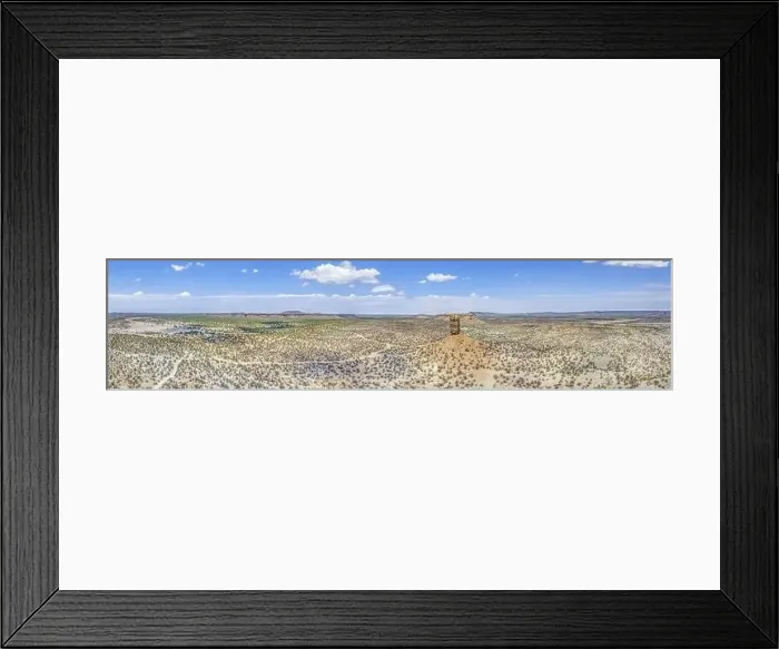 Framed Print : Drone panorama of the landscape around the famous Vingerklip rock needle in northern Namibia during the day in summer Framed Print : Drone panorama of the landscape around the famous Vingerklip rock needle in northern Namibia during the day in summer