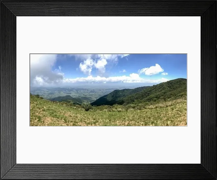Framed Print : A beautiful mountain view view on a sunny day and greenish mountains with beautiful clouds Framed Print : A beautiful mountain view view on a sunny day and greenish mountains with beautiful clouds