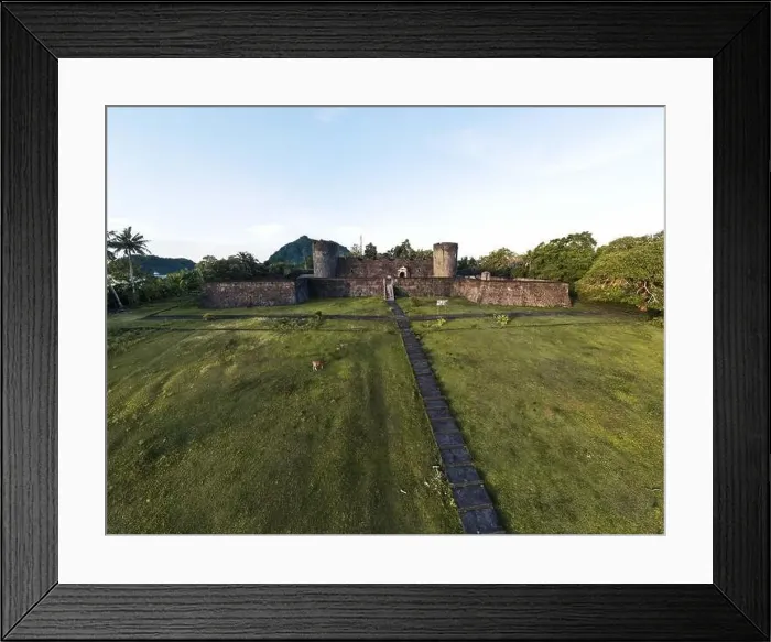 Framed Print : Aerial view of Fort Belgica With Banda Neira ocean In Background. Maluku, Indonesia, April 13, 2024 Framed Print : Aerial view of Fort Belgica With Banda Neira ocean In Background. Maluku, Indonesia, April 13, 2024