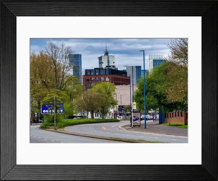 Framed Print : View of Manchester downtown Skyline on a spring day Framed Print : View of Manchester downtown Skyline on a spring day