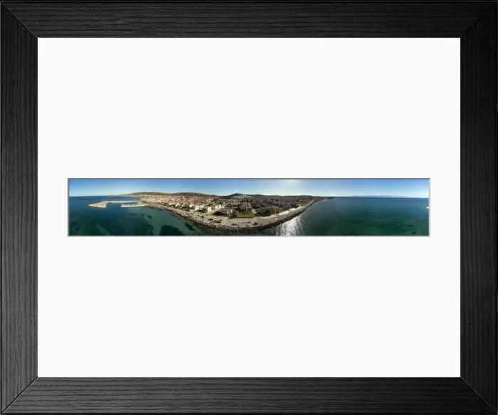 Framed Print : Izmir, Turkey - December 23 2023: Izmir Cesme's Ciftlikkoy district from a drone's lens on a clear day Framed Print : Izmir, Turkey - December 23 2023: Izmir Cesme's Ciftlikkoy district from a drone's lens on a clear day