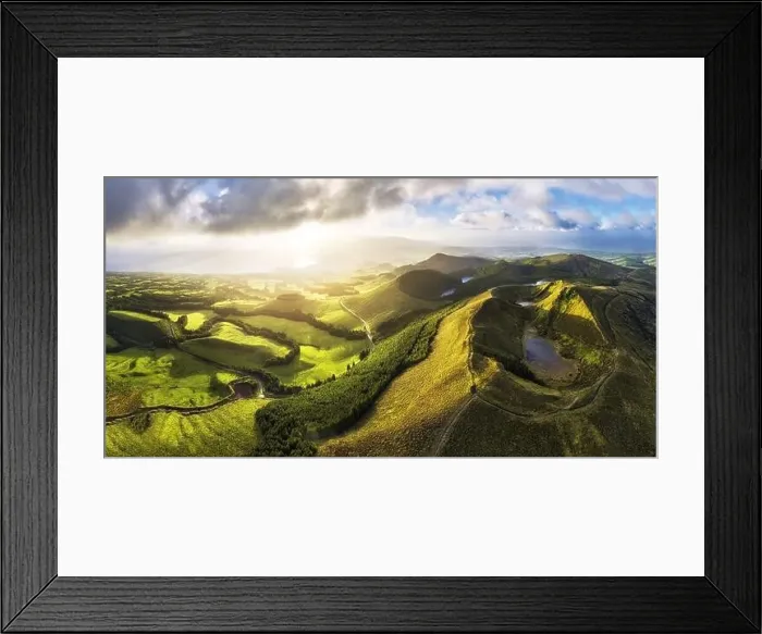 Framed Print : Azores - Aerial view of the volcanic mountains and lakes Framed Print : Azores - Aerial view of the volcanic mountains and lakes