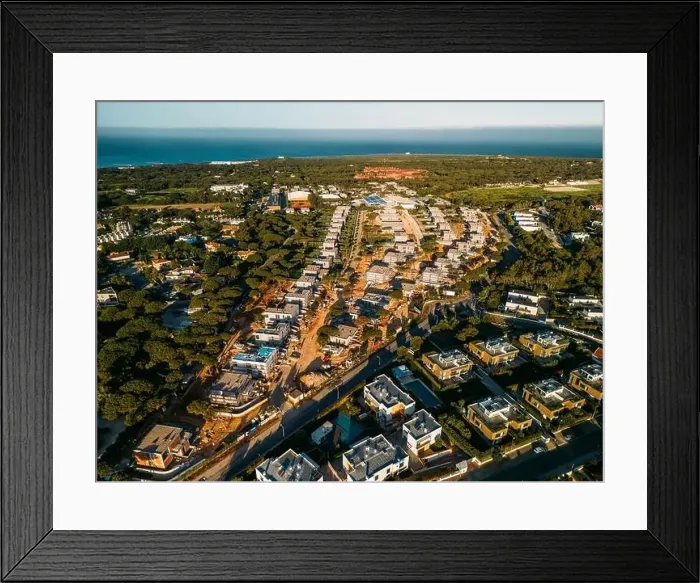 Framed Print : An aerial perspective showcases the luxurious residential district of Quinta da Marinha in Cascais, Portugal Framed Print : An aerial perspective showcases the luxurious residential district of Quinta da Marinha in Cascais, Portugal