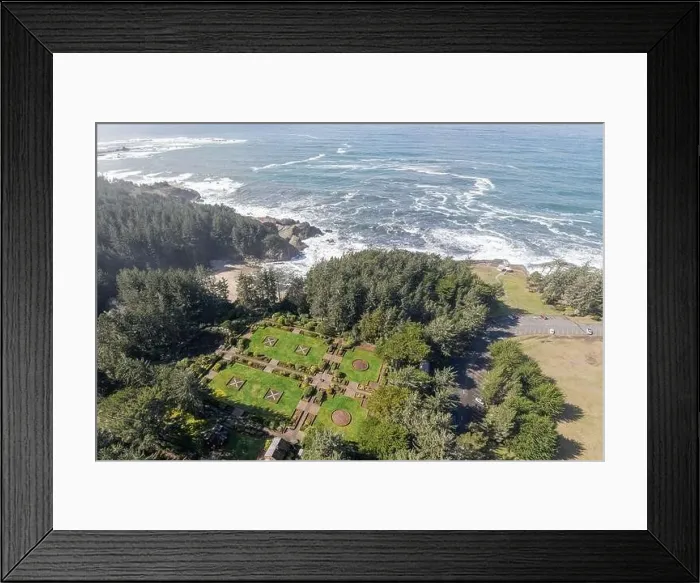 Framed Print : Beautiful english gardens in Shore Acres Oregon viewed from avobe Framed Print : Beautiful english gardens in Shore Acres Oregon viewed from avobe