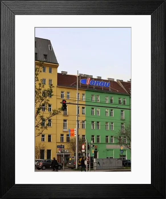 Framed Print : Colorful facades of houses close up photo. Architecture of Europe Framed Print : Colorful facades of houses close up photo. Architecture of Europe