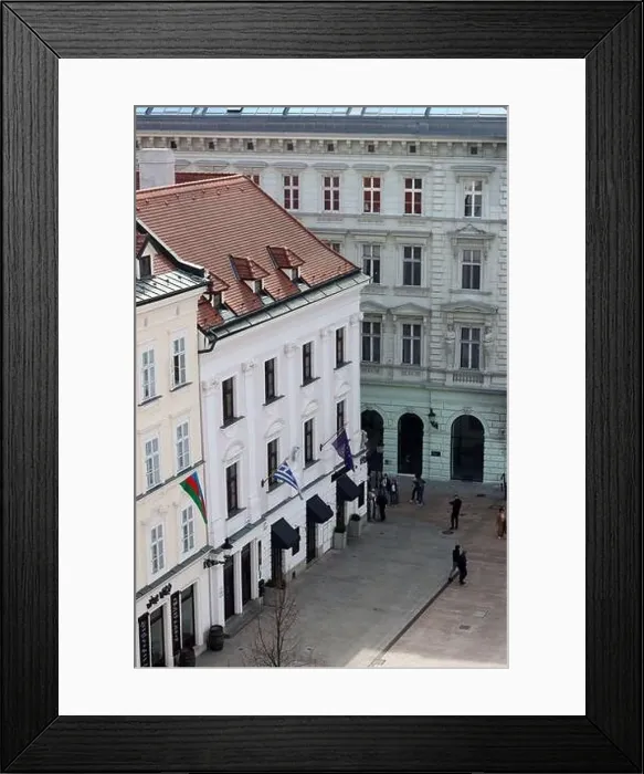 Framed Print : Beautiful tiny street in the old town of Bratislava, Slovakia. Architecture of Europe. Tourist destinations concept Framed Print : Beautiful tiny street in the old town of Bratislava, Slovakia. Architecture of Europe. Tourist destinations concept