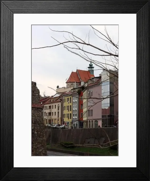 Framed Print : Colorful facades of houses close up photo. Architecture of Europe Framed Print : Colorful facades of houses close up photo. Architecture of Europe