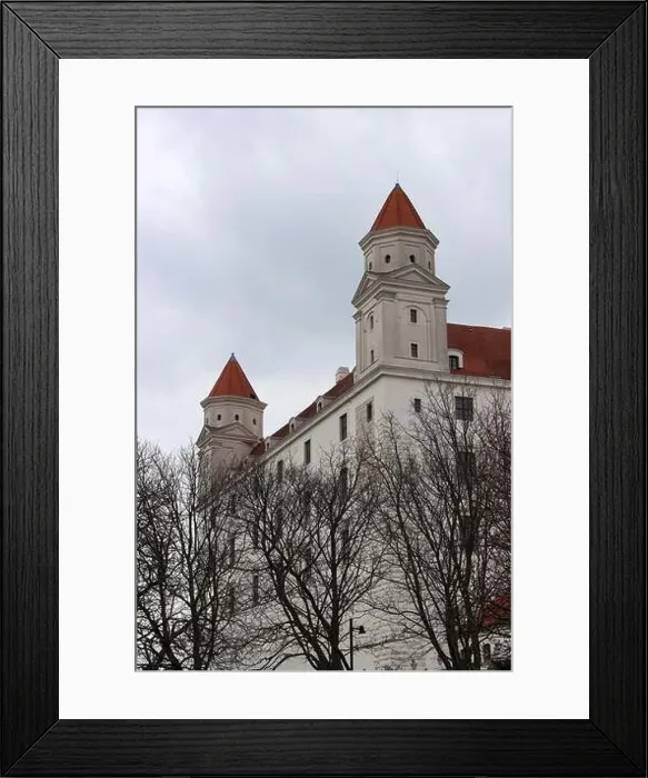 Framed Print : Bratislava Castle, Slovakia. Close up photo of a castle tower. European architecture