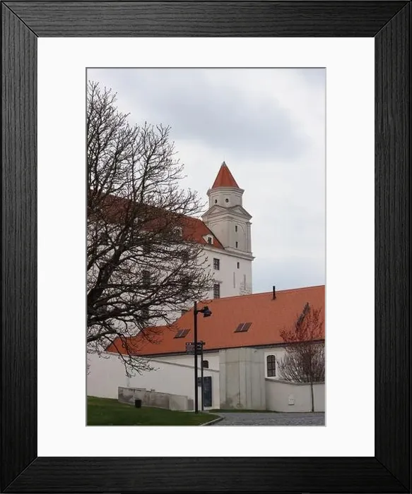 Framed Print : Bratislava Castle, Slovakia. Close up photo of a castle tower. European architecture Framed Print : Bratislava Castle, Slovakia. Close up photo of a castle tower. European architecture