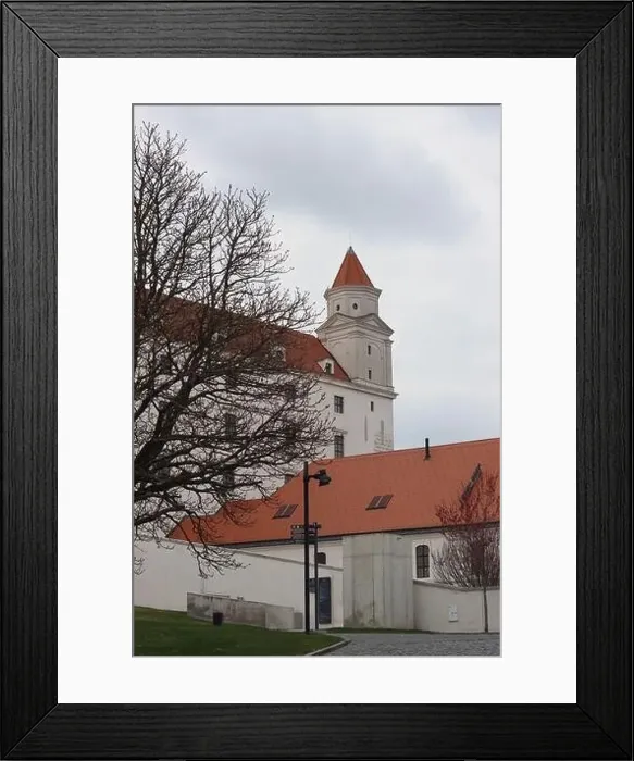 Framed Print : Bratislava Castle, Slovakia. Close up photo of a castle tower. European architecture