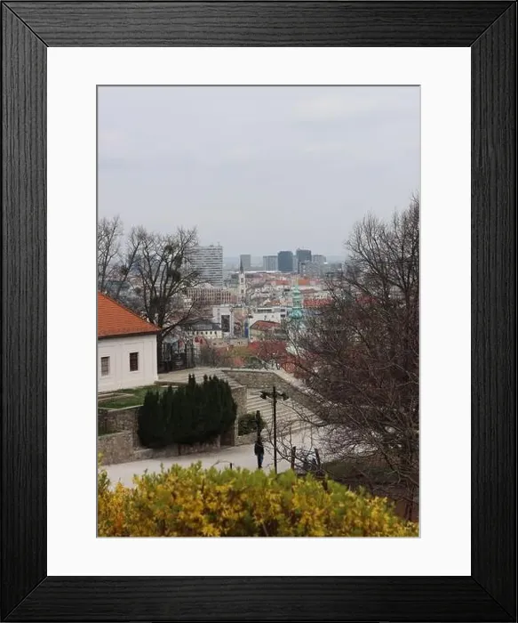 Framed Print : View of Bratislava from the Old Town. Red roofed houses from above. Spring in Europe Framed Print : View of Bratislava from the Old Town. Red roofed houses from above. Spring in Europe