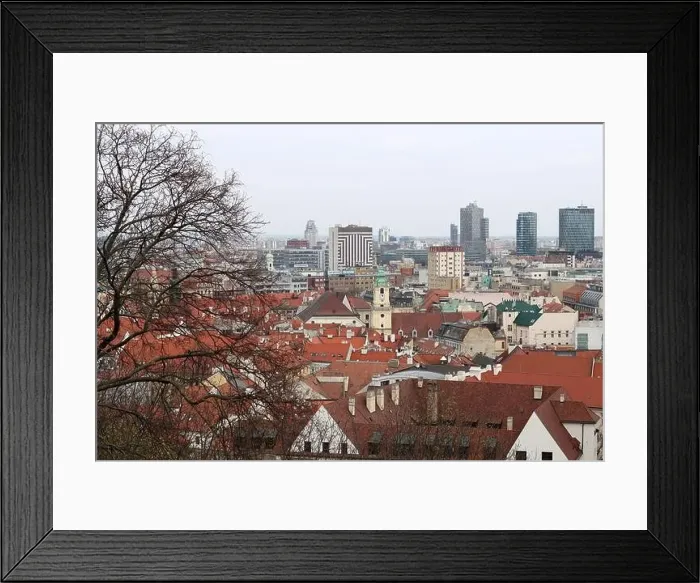 Framed Print : View of Bratislava from the Old Town. Red roofed houses from above. Spring in Europe Framed Print : View of Bratislava from the Old Town. Red roofed houses from above. Spring in Europe