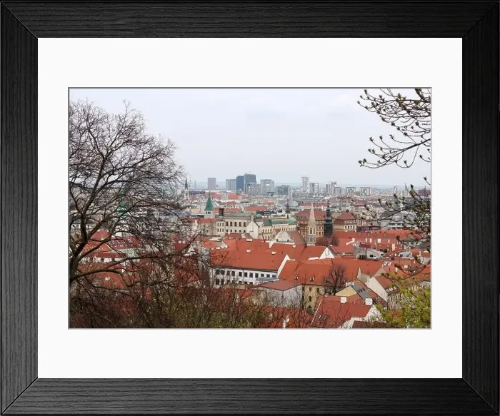 Framed Print : View of Bratislava from the Old Town. Red roofed houses from above. Spring in Europe Framed Print : View of Bratislava from the Old Town. Red roofed houses from above. Spring in Europe