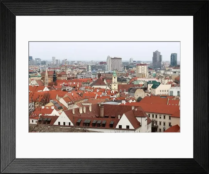 Framed Print : View of Bratislava from the Old Town. Red roofed houses from above. Spring in Europe Framed Print : View of Bratislava from the Old Town. Red roofed houses from above. Spring in Europe