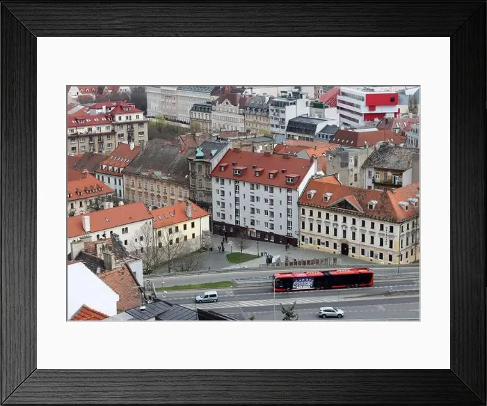 Framed Print : View of Bratislava from the Old Town. Red roofed houses from above. Spring in Europe Framed Print : View of Bratislava from the Old Town. Red roofed houses from above. Spring in Europe