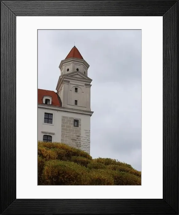 Framed Print : Bratislava Castle, Slovakia. Close up photo of a castle tower. European architecture Framed Print : Bratislava Castle, Slovakia. Close up photo of a castle tower. European architecture
