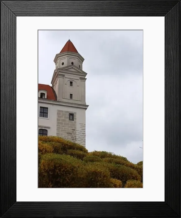 Framed Print : Bratislava Castle, Slovakia. Close up photo of a castle tower. European architecture