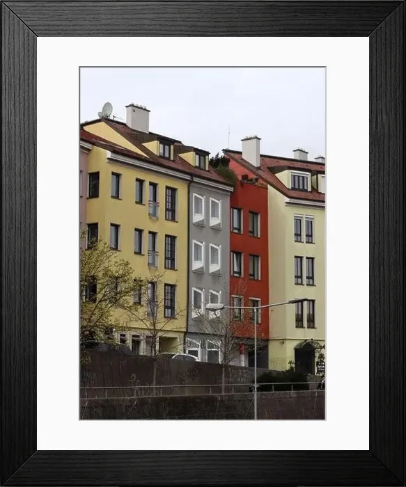 Framed Print : Colorful facades of houses close up photo. Architecture of Europe Framed Print : Colorful facades of houses close up photo. Architecture of Europe