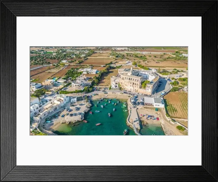 Framed Print : Aerial view Benedictine Abbey of San Vito. Polignano a mare. Puglia. Italy Framed Print : Aerial view Benedictine Abbey of San Vito. Polignano a mare. Puglia. Italy