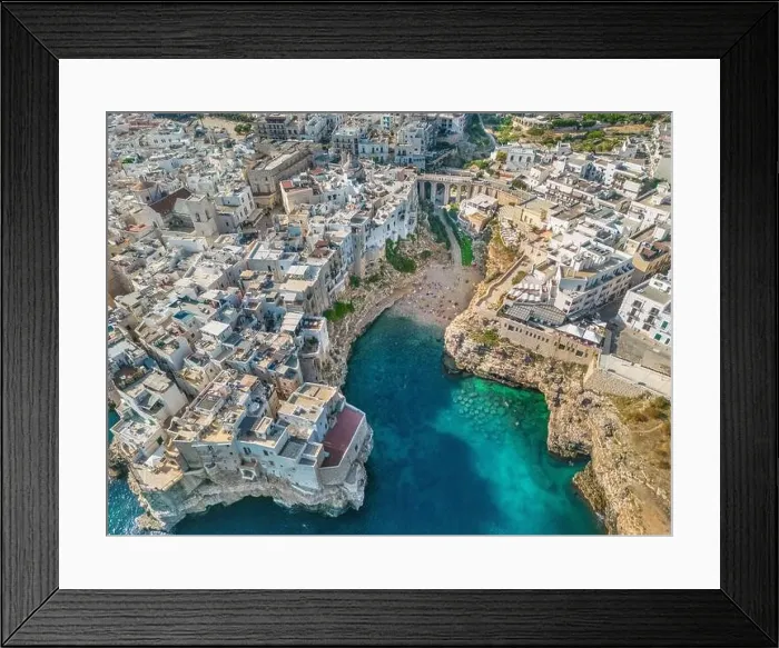 Framed Print : Aerial view of Polignano a mare city. Puglia. Italy Framed Print : Aerial view of Polignano a mare city. Puglia. Italy